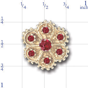 A1611 14K 7 RUBY FLOWER SLIDE 
